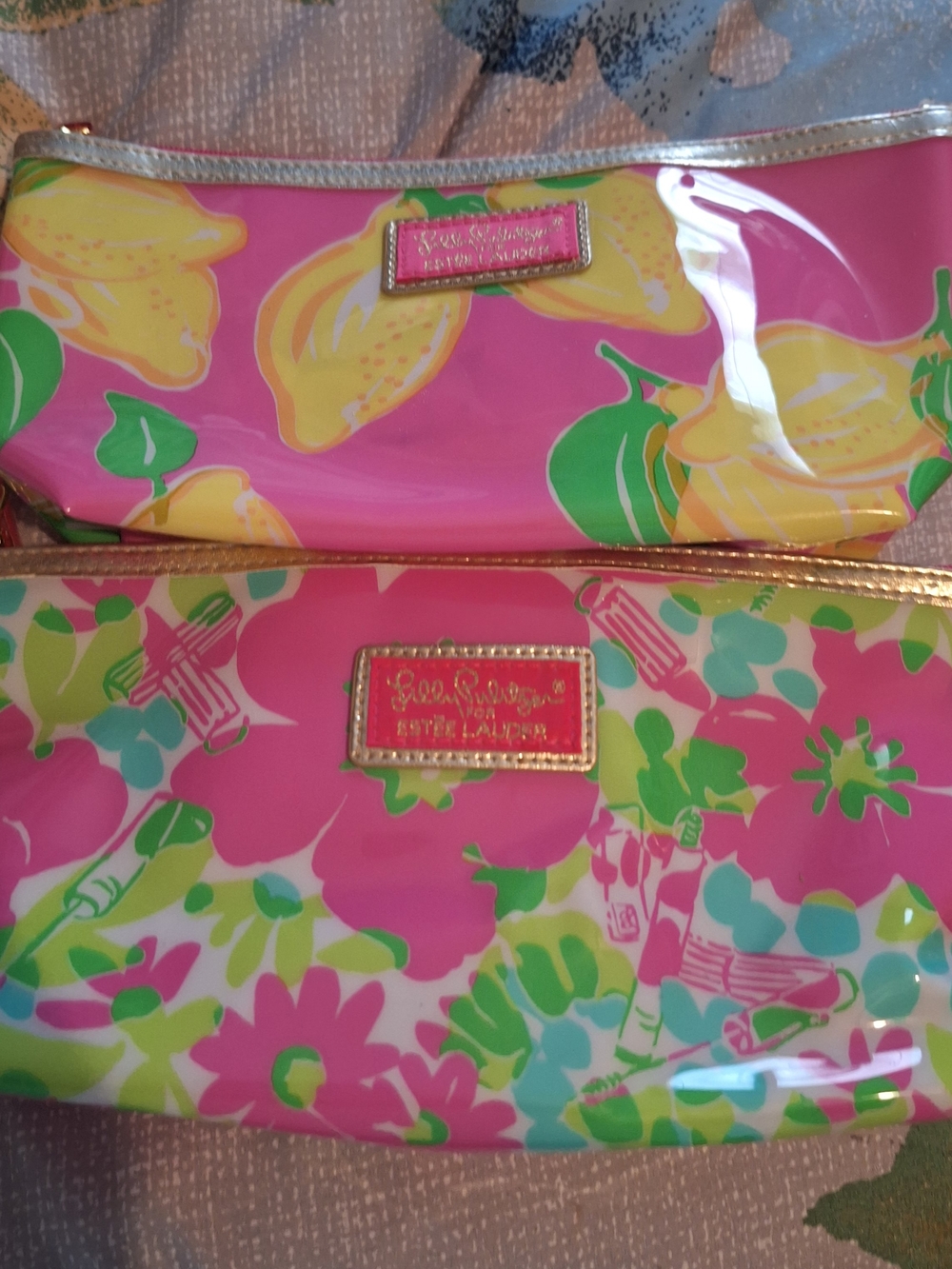 Pink Floral Cosmetic Pouch Set